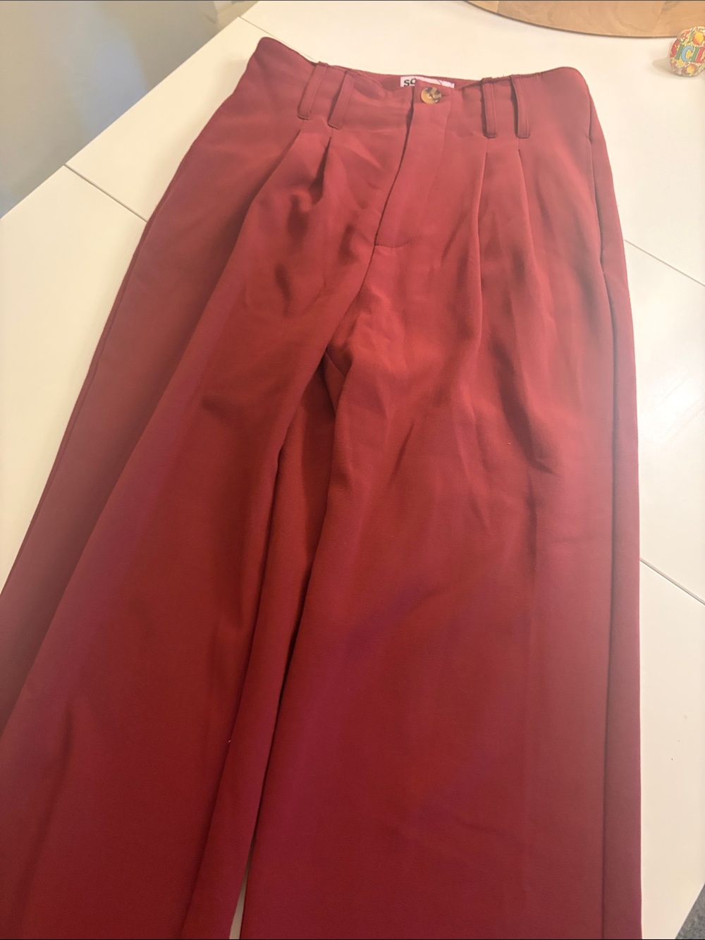 Maroon High Rise Front Pleated Trousers